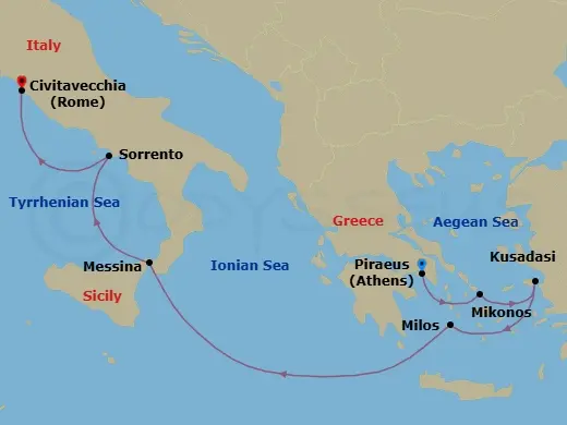 Itinerary schematic diagram