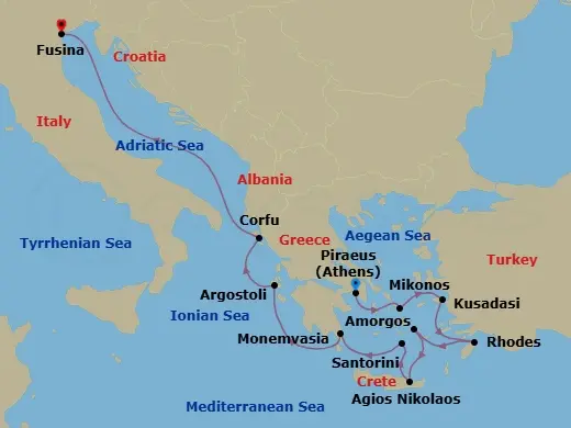 Itinerary schematic diagram