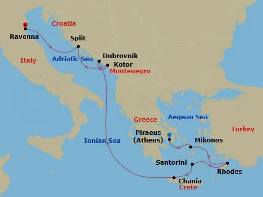 Itinerary schematic diagram