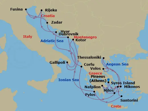 Itinerary schematic diagram