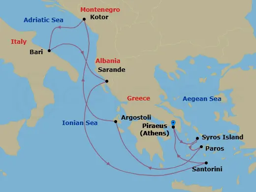 Itinerary schematic diagram