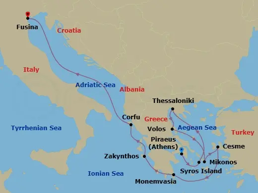 Itinerary schematic diagram