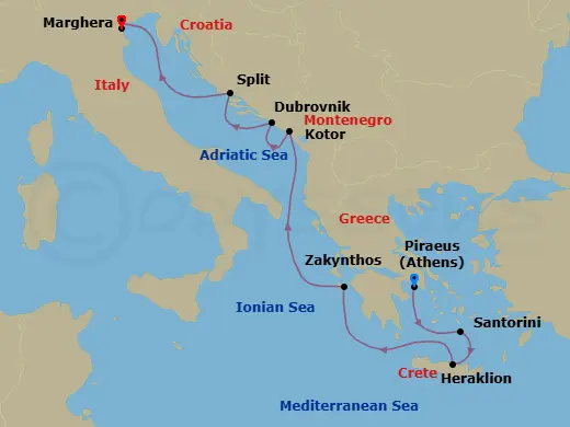 Itinerary schematic diagram