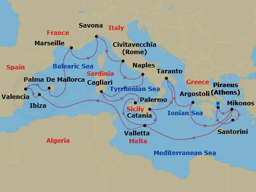 Itinerary schematic diagram