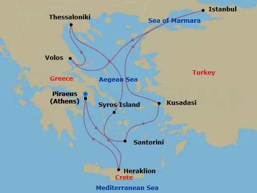 Itinerary schematic diagram