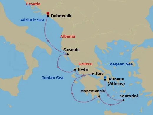 Itinerary schematic diagram