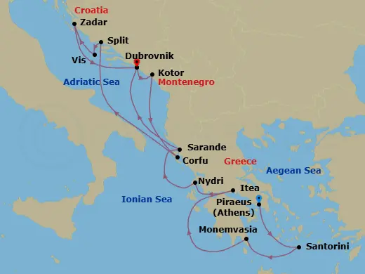 Itinerary schematic diagram