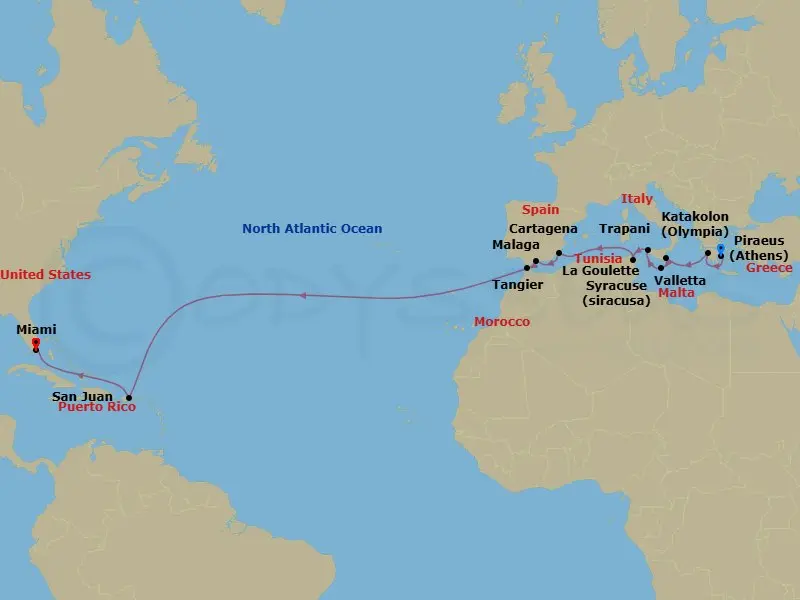 Itinerary schematic diagram