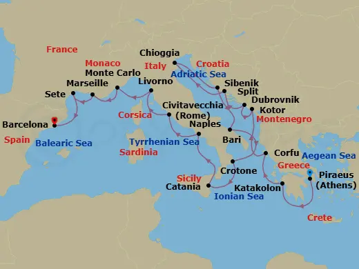 Itinerary schematic diagram