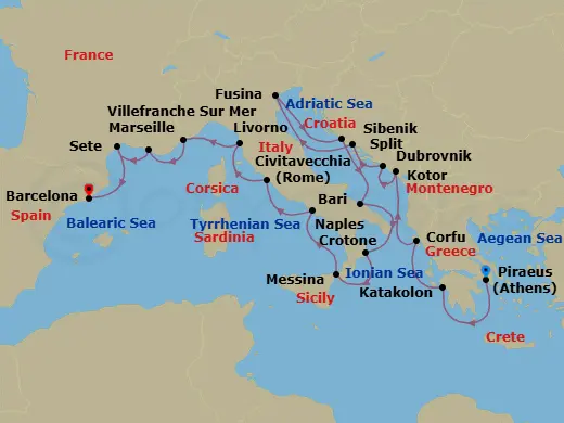 Itinerary schematic diagram