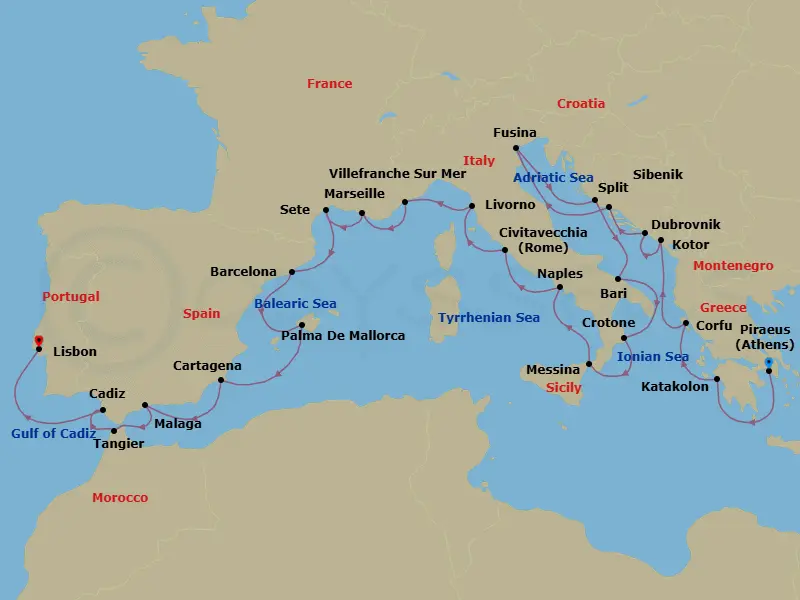 Itinerary schematic diagram