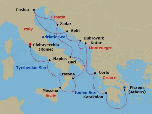 Itinerary schematic diagram