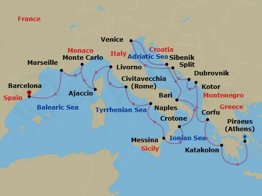 Itinerary schematic diagram