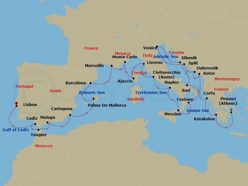 Itinerary schematic diagram