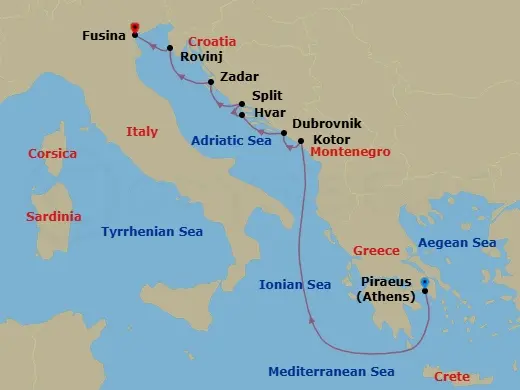 Itinerary schematic diagram