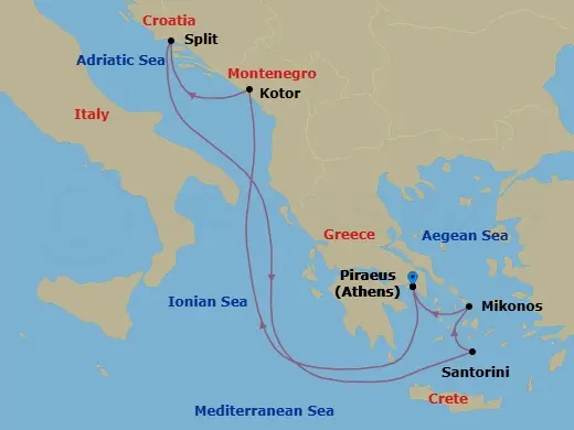 Itinerary schematic diagram