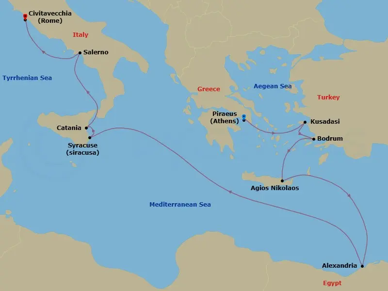 Itinerary schematic diagram