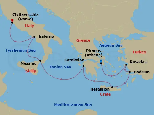 Itinerary schematic diagram