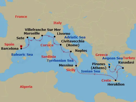 Itinerary schematic diagram