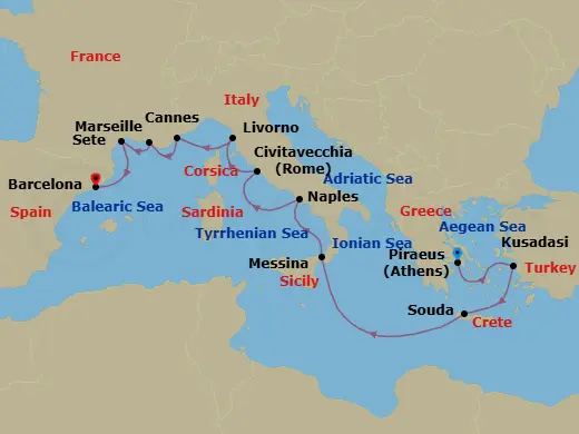 Itinerary schematic diagram