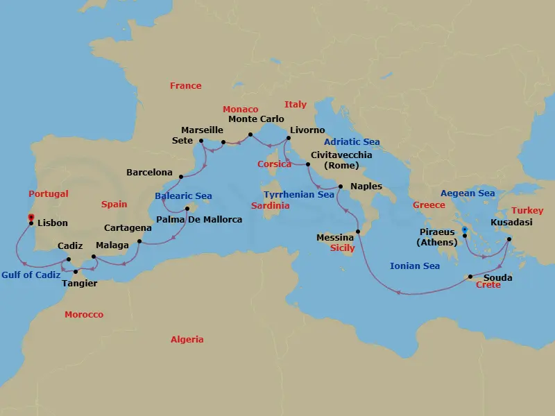 Itinerary schematic diagram