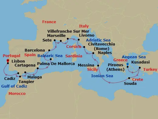 Itinerary schematic diagram