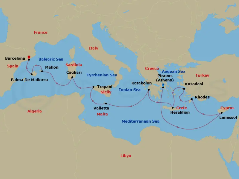 Itinerary schematic diagram