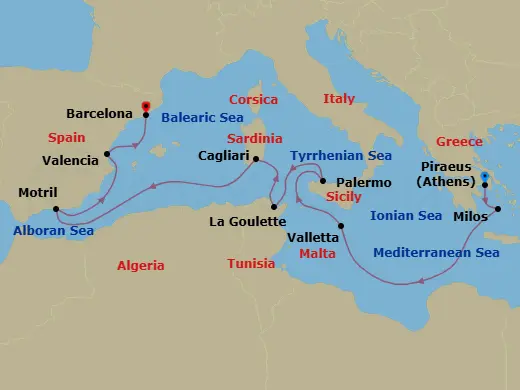 Itinerary schematic diagram