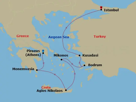 Itinerary schematic diagram