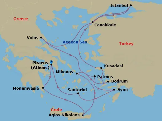 Itinerary schematic diagram
