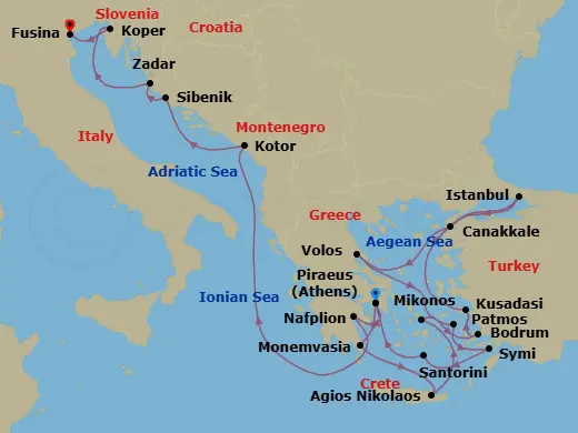 Itinerary schematic diagram