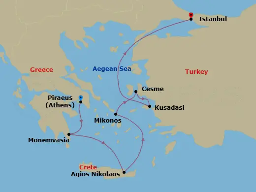 Itinerary schematic diagram