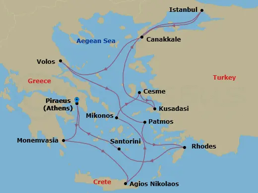 Itinerary schematic diagram