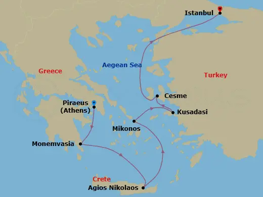 Itinerary schematic diagram