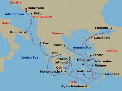 Itinerary schematic diagram