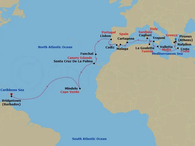 Itinerary schematic diagram