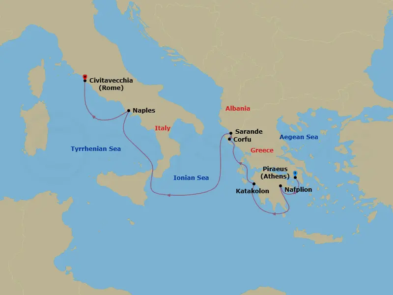 Itinerary schematic diagram
