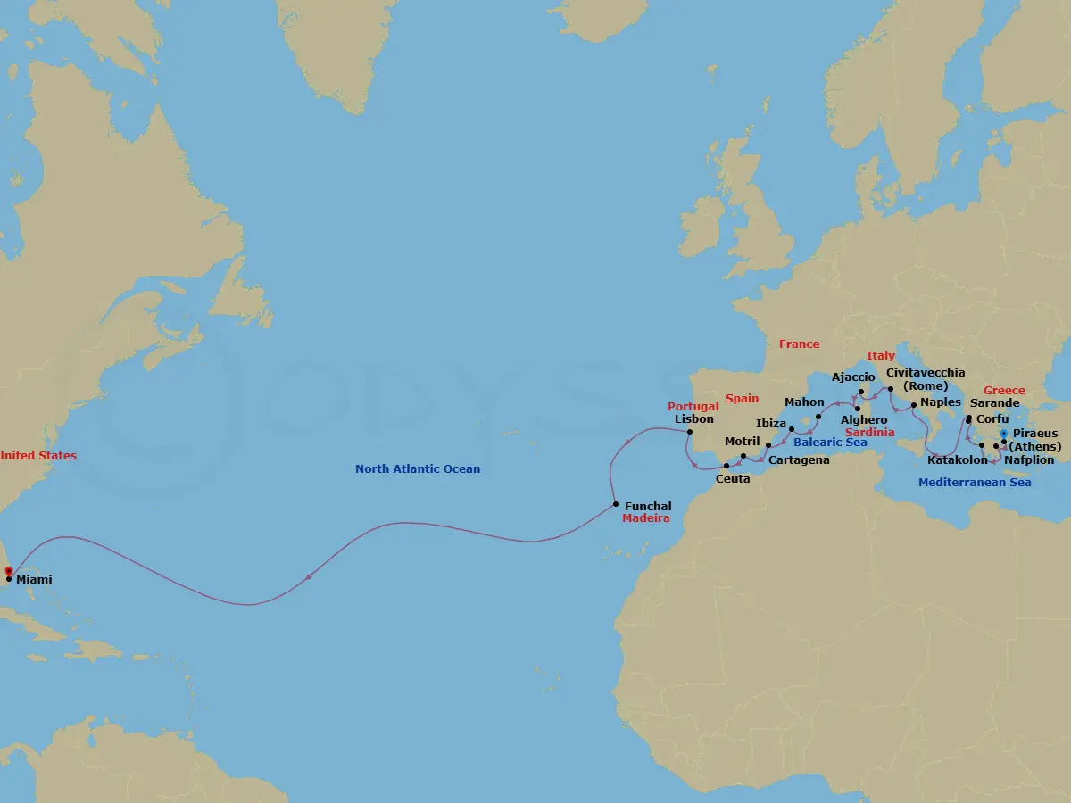 Itinerary schematic diagram
