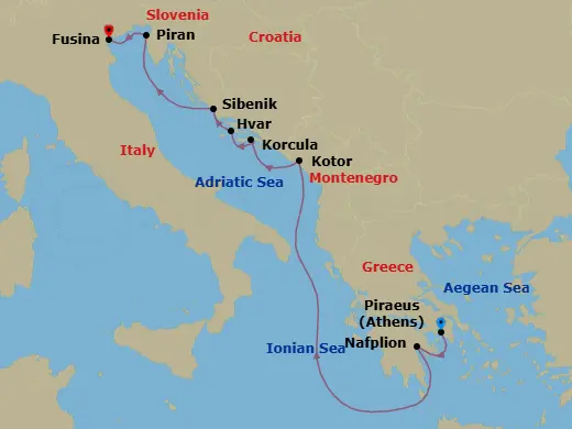 Itinerary schematic diagram