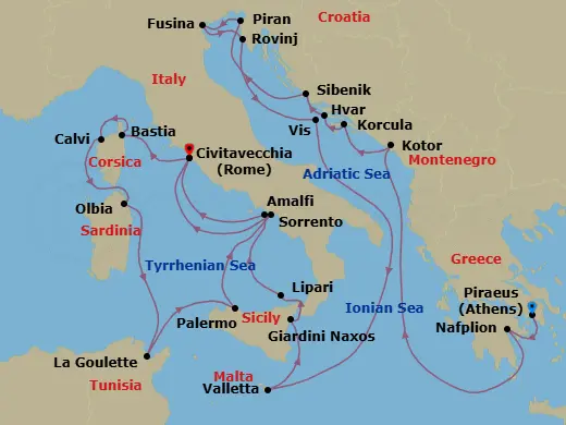 Itinerary schematic diagram
