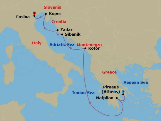 Itinerary schematic diagram
