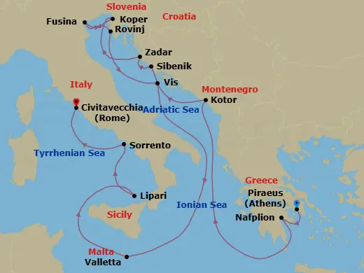 Itinerary schematic diagram