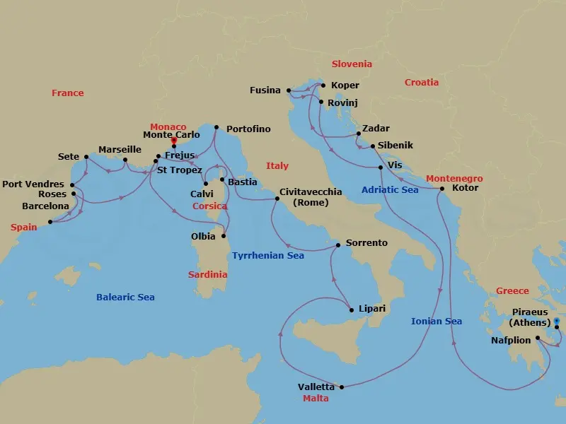 Itinerary schematic diagram