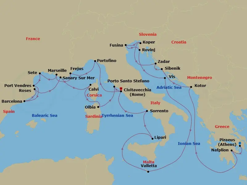 Itinerary schematic diagram