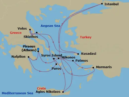 Itinerary schematic diagram