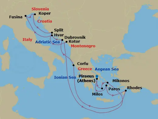 Itinerary schematic diagram