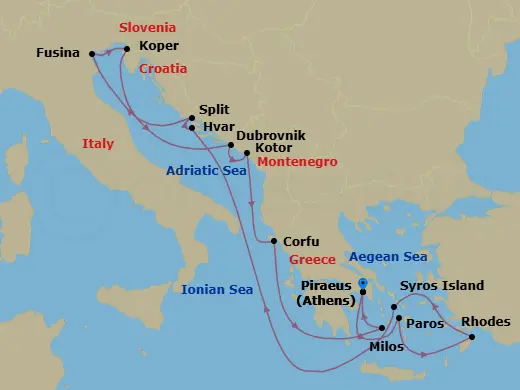 Itinerary schematic diagram