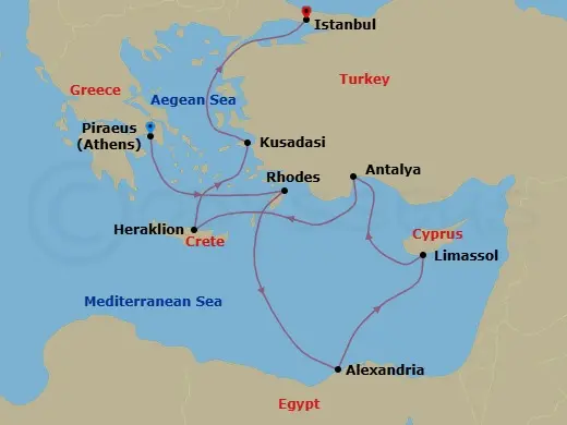 Itinerary schematic diagram