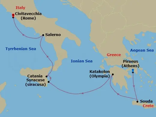 Itinerary schematic diagram