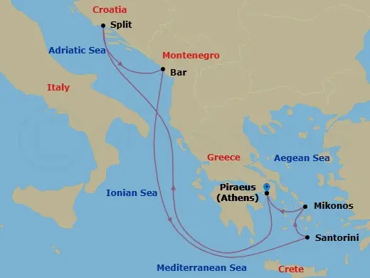 Itinerary schematic diagram